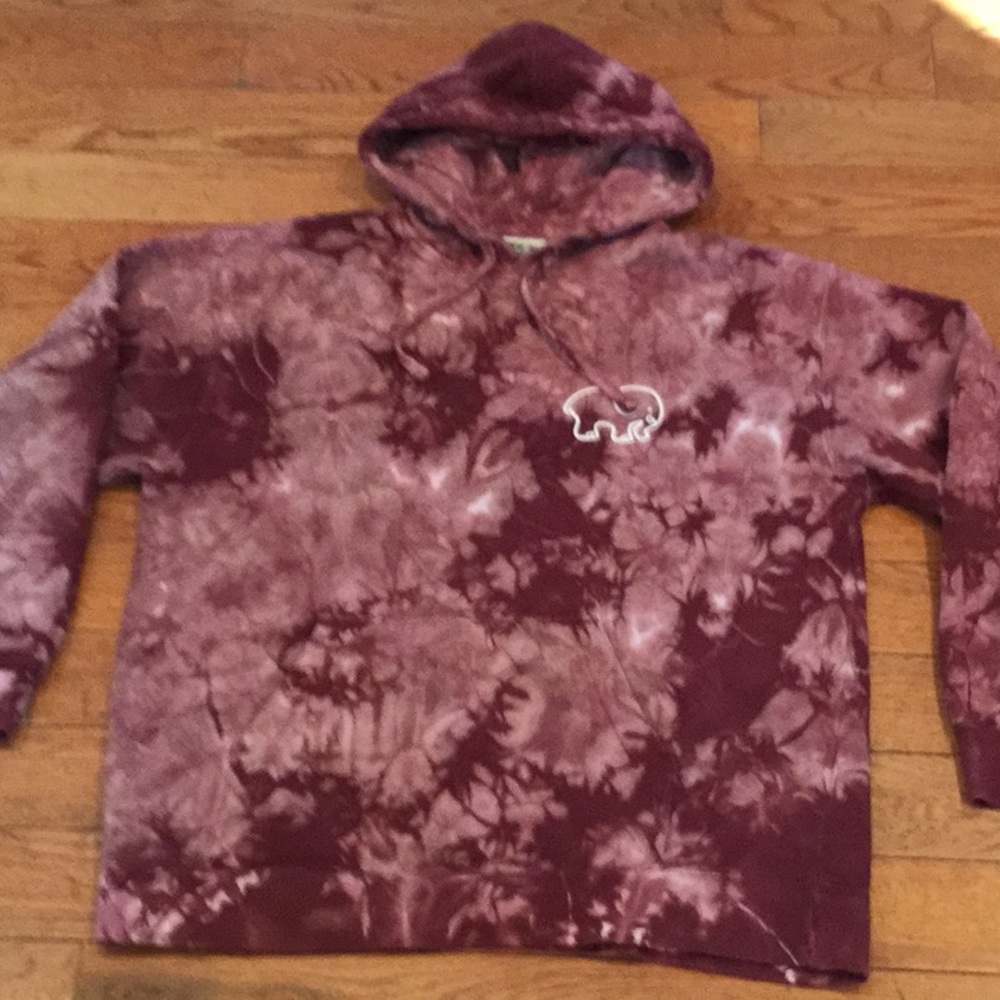 Ivory Ella Burgundy Tie Dye Hoodie Sweatshirt
